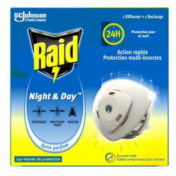 RAID - Diffuseur Électrique Night et Day jusqu'à 240H - 1 diffuseur + 1 recharge