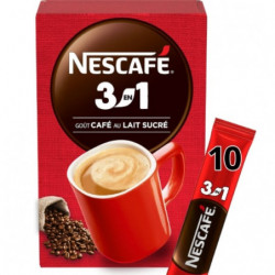 LOT DE 3 - NESCAFE - 3en1 Gout café au lait Boisson au café soluble - 10 Sticks - 165 g