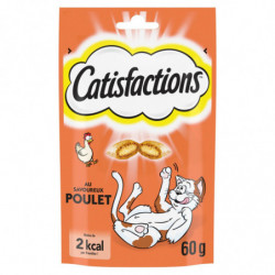 LOT DE 6 - CATISFACTIONS - Friandise pour chat au Poulet - sachet de 60 g
