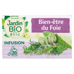 LOT DE 3 - JARDIN BIO ETIC - Infusion Bien Être Du Foie Bio - boite de 20 Sachets