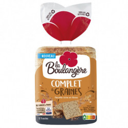 LA BOULANGERE - Pain de mie complet et graines 13 tranches - sachet de 500 g