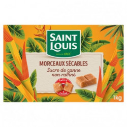 LOT DE 4 - SAINT LOUIS - Sucre morceaux sécables de canne non raffiné - paquet de 1 kg