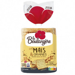 LA BOULANGERE  Pain de Mie Grandes Tranches Maïs & Graines  paquet de 14 tranches (500 g)
