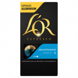 LOT DE 4 - L'OR - Espresso décaféiné Decaffeinato Intensité 6 - 10 Capsules de Café Compatible Nespresso