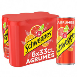 SCHWEPPES - Soda saveur Agrumes - pack de 6 canettes Slim de 33 cl