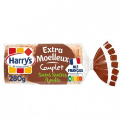 HARRYS - Pain de mie Extra Moelleux Complet Sans Sucres Ajoutée - paquet de 280 g