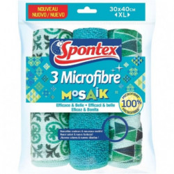 SPONTEX - Lavette microfibre Mosaik XL - paquet de 3 lavettes