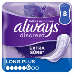 ALWAYS - Long Plus 6 gouttes Serviettes Fuites Urinaires - paquet de 8 serviettes