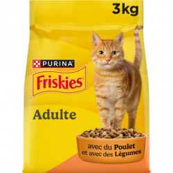 FRISKIES - Croquettes Chats Adulte au Poulet et Légumes - Sac de 3 kg