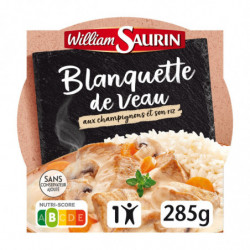 LOT DE 4 - WILLIAM SAURIN - Blanquette De Veau Champignons Riz Micro-Ondable - assiette de 285 g
