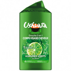 LOT DE 3 - USHUAIA - Gel douche 3-en-1 aux Agrumes Verts - flacon de 340 ml