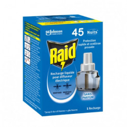 LOT DE 4 - RAID - Recharge Electrique Liquide anti-moustiques 45 nuits Sans Parfum - Recharge de 27 ml