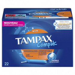 TAMPAX - Tampons Compak Super Plus Avec Applicateur - boite de 22 tampons
