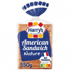 HARRYS - American Sandwich Pain de mie Longue Conservation Nature - paquet de 550 g