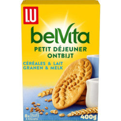 LOT DE 6 - BELVITA - Biscuits petit déjeuner céréales et lait - La boîte de 8 sachets - 400 g