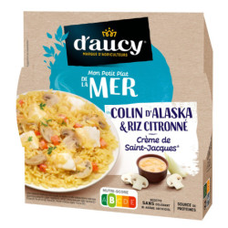 LOT DE 3 - D'AUCY - Colin D'Alaska À La Crème De St Jacques Et Son Riz Plat Cuisiné - barquette de 300 g
