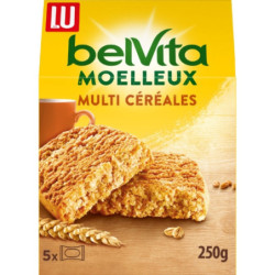 LOT DE 6 - LU - BelVita Petit Déjeuner Moelleux multi céréales - boîte de 5 sachets - 250 g