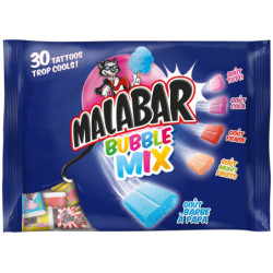 LOT DE 4 - MALABAR - Bubble Mix Chewing-gum assortiment - sachet de 214 g