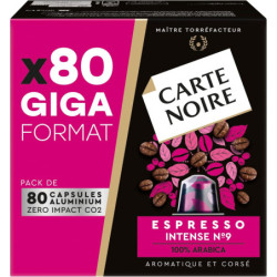 CARTE NOIRE - Café Espresso Intense N°9 Compatibles Nespresso - Paquet de 80 capsules