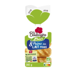 LOT DE 3 - LA BOULANGERE - 8 Pains au lait bio - paquet de 280 g